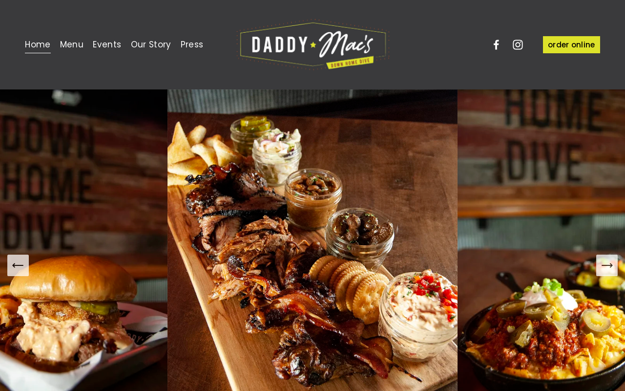 Daddy Mac's Down Home Dive — screenshot of their official website