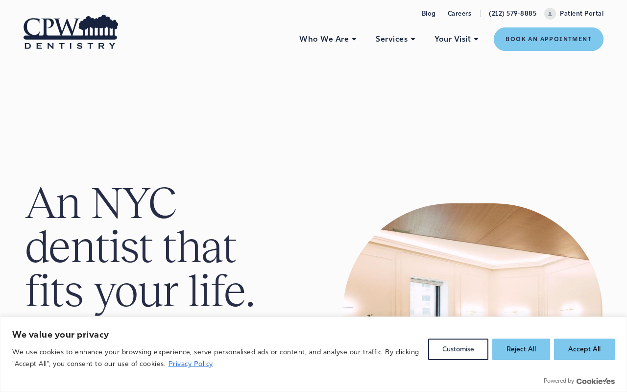 Central Park West Dentistry — screenshot of their official website