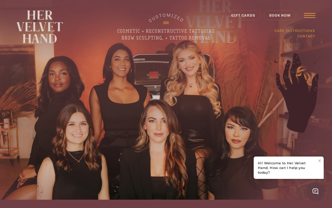 Her Velvet Hand — screenshot of their official website