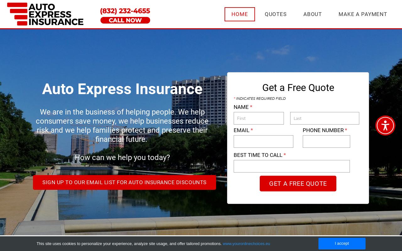 Auto Express Insurance — screenshot of their official website