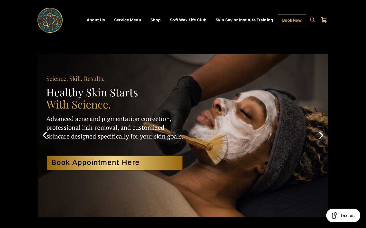 Complexxions Skin Lab — screenshot of their official website
