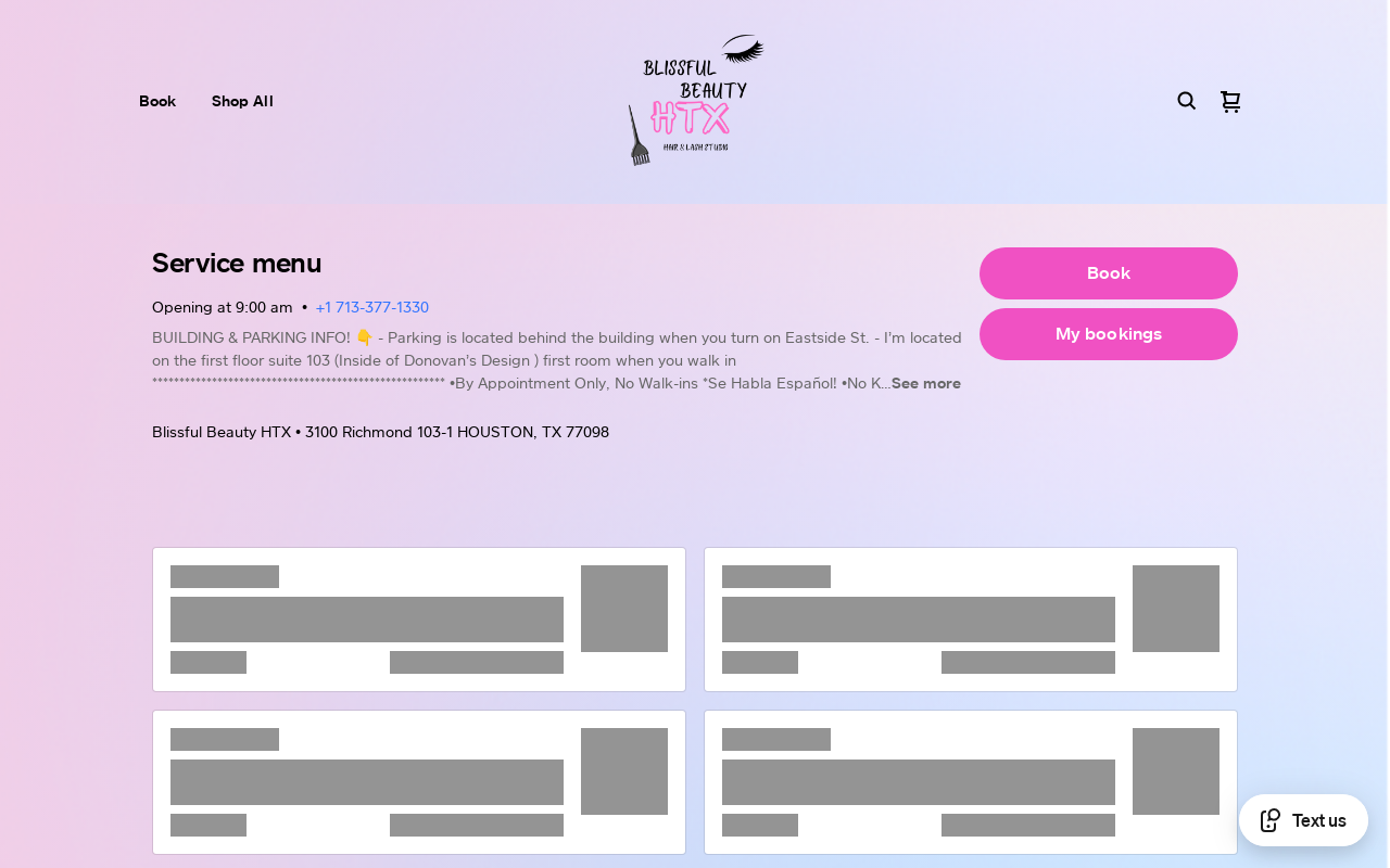 Blissful Beauty HTX — screenshot of their official website