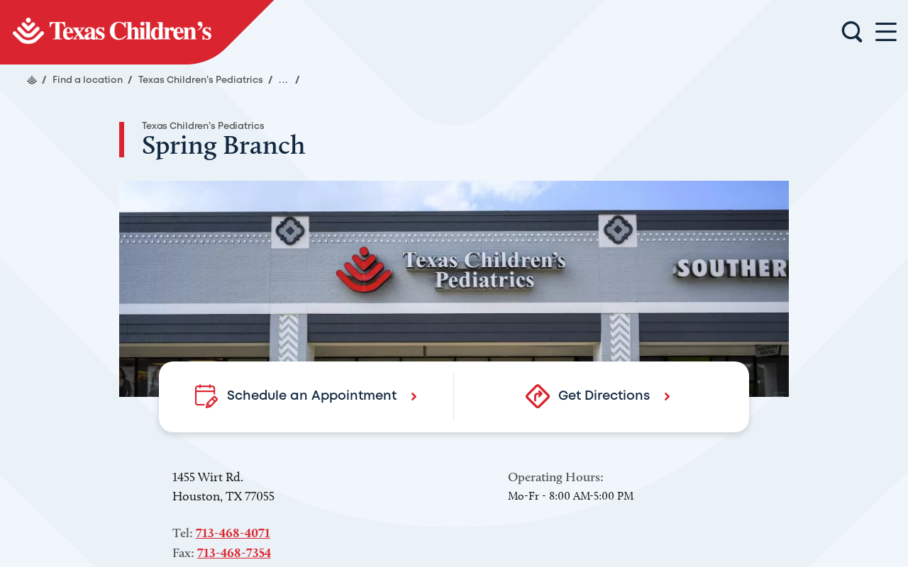 Texas Children's Pediatrics - Spring Branch — screenshot of their official website