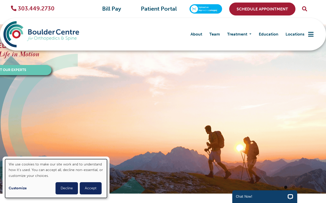 BoulderCentre for Orthopedics & Spine — screenshot of their official website