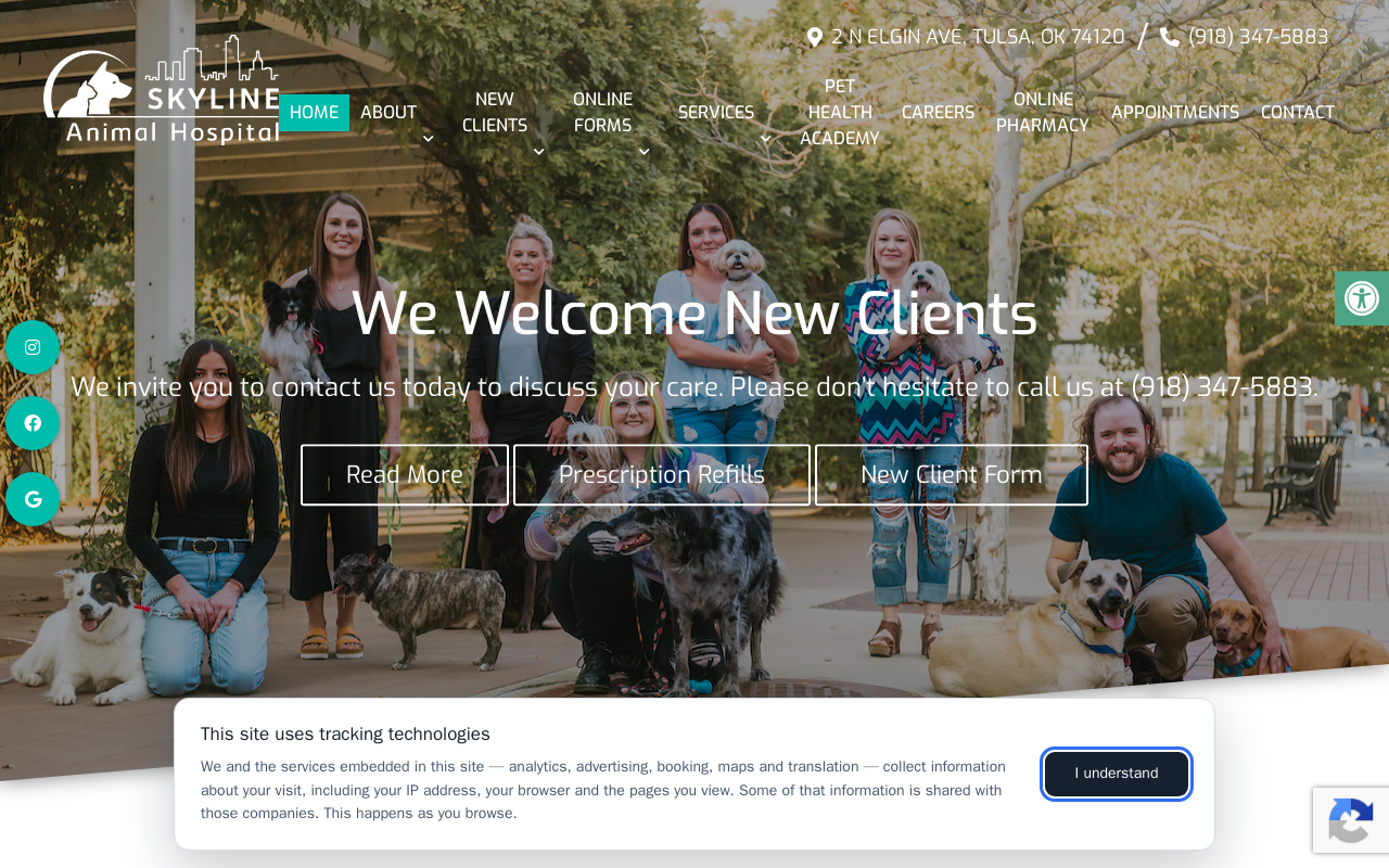 Skyline Animal Hospital — screenshot of their official website