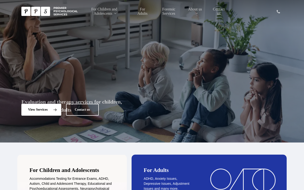Premier Psych Services — screenshot of their official website