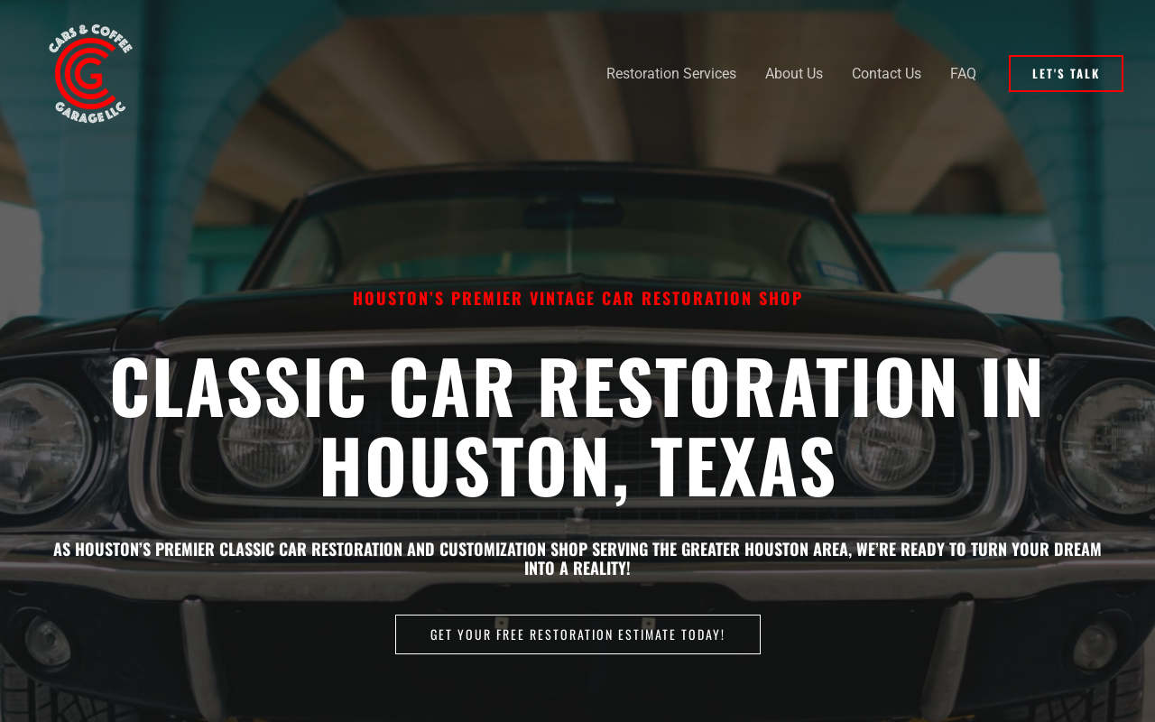 Cars and Coffee Garage — screenshot of their official website