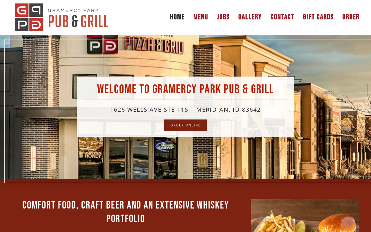 Gramercy Park Pub & Grill — screenshot of their official website