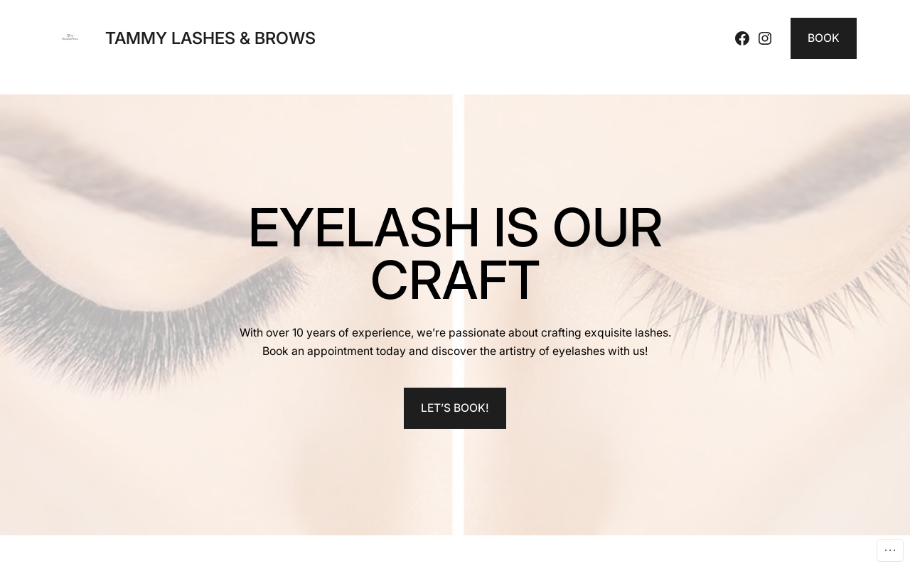 Tammy Lashes & Brows — screenshot of their official website