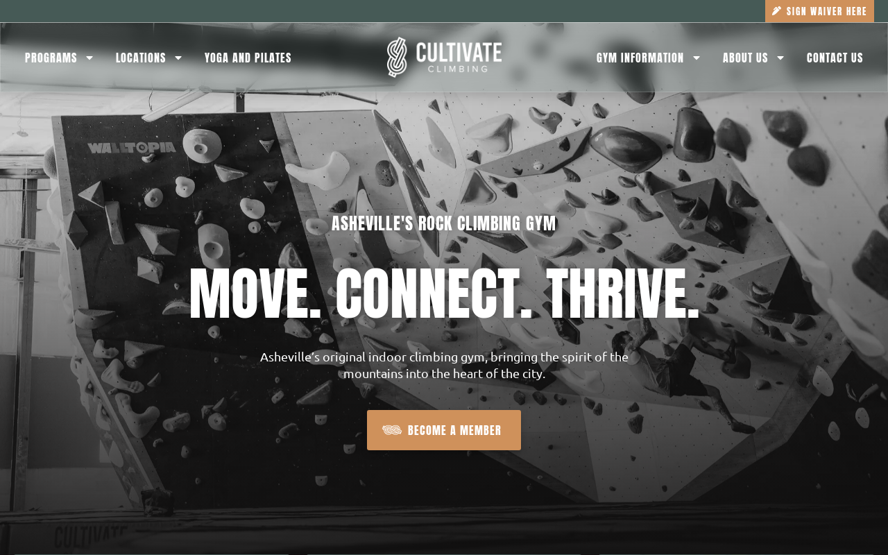 Cultivate Climbing — screenshot of their official website
