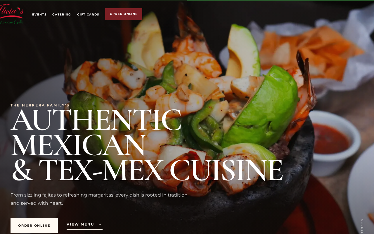 Alicia's — screenshot of their official website