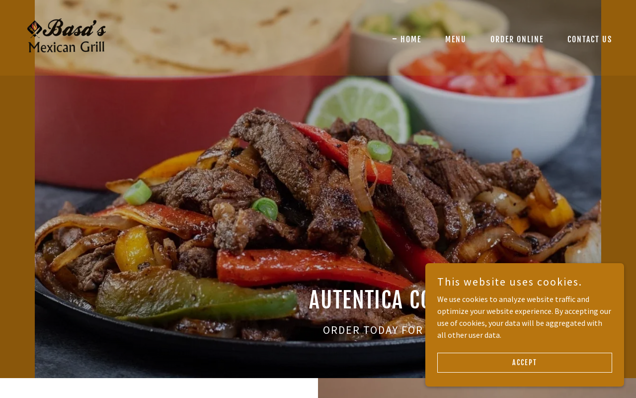 Basa's Mexican Grill — screenshot of their official website