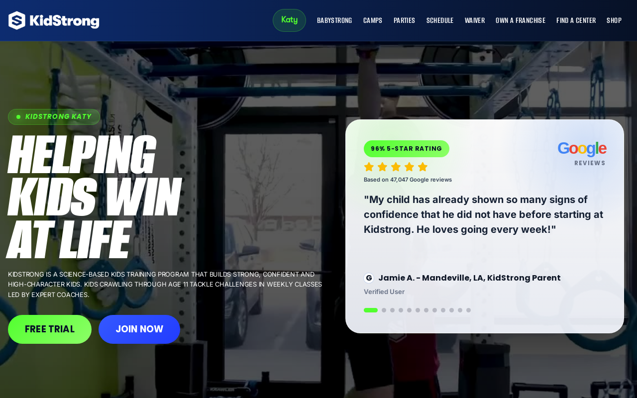 KidStrong — screenshot of their official website