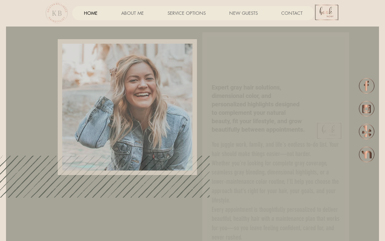 Kristen Bellinger Hairstylist — screenshot of their official website