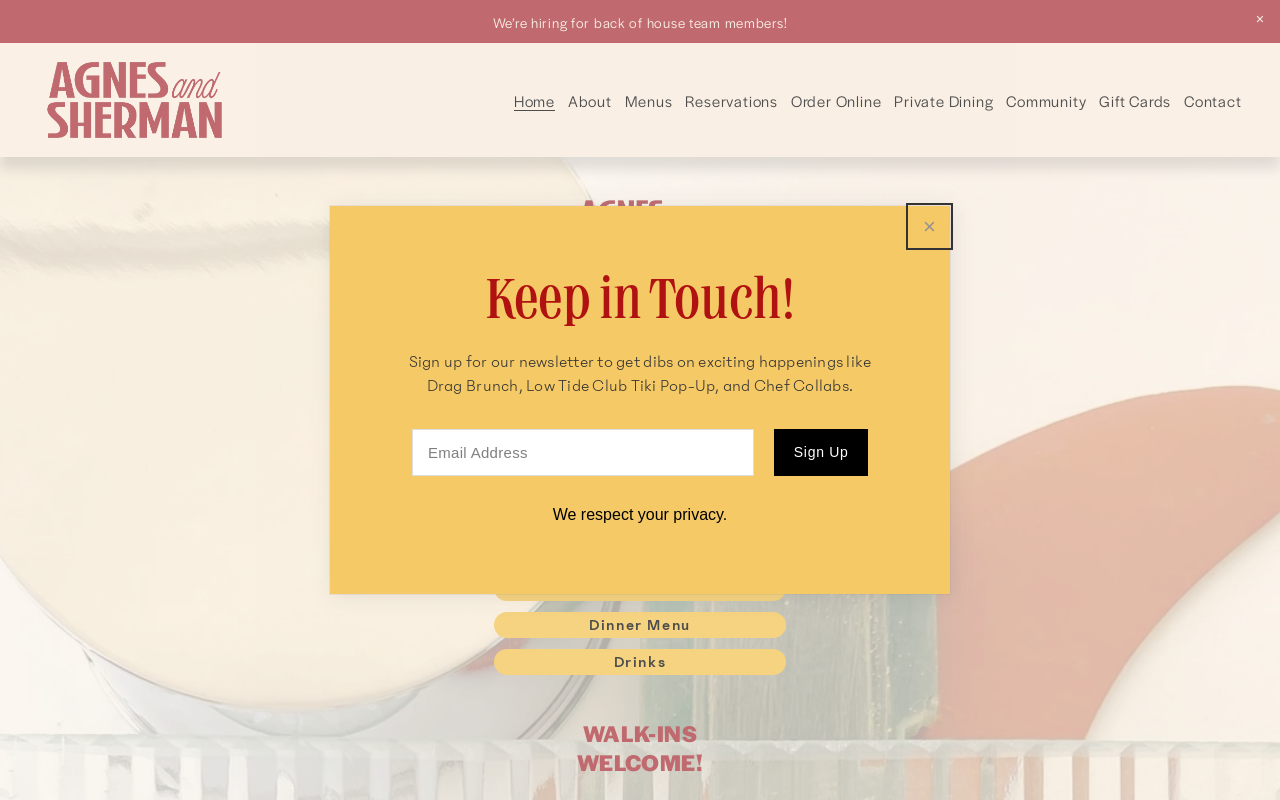 Agnes and Sherman — screenshot of their official website