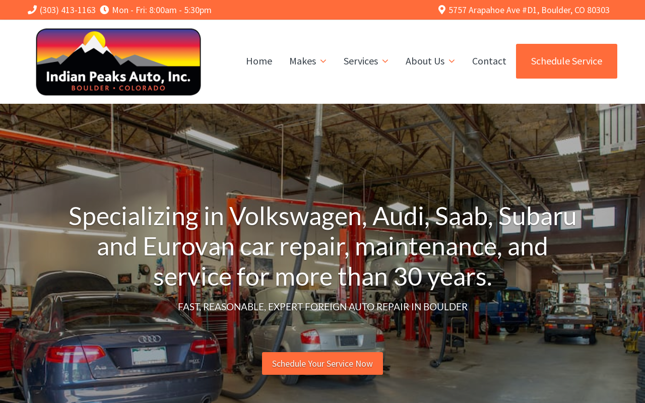 Indian Peaks Auto — screenshot of their official website