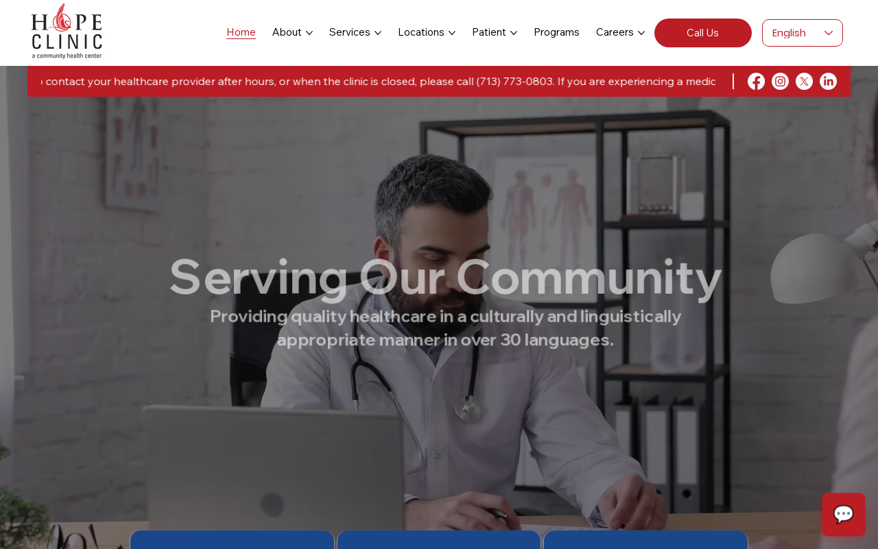 HOPE Clinic — screenshot of their official website