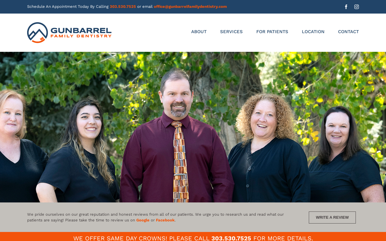 Gunbarrel Family Dentistry — screenshot of their official website