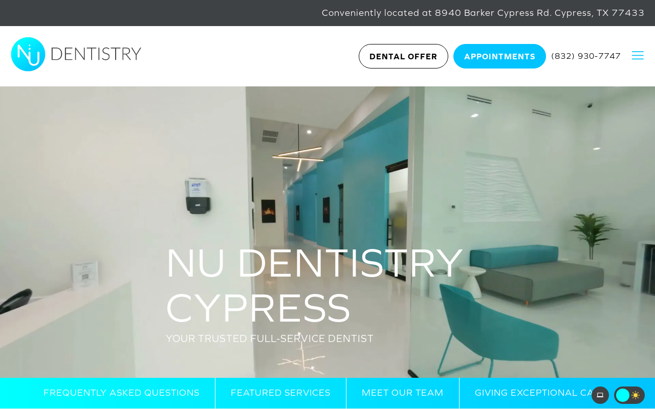 NU Dentistry Cypress — screenshot of their official website