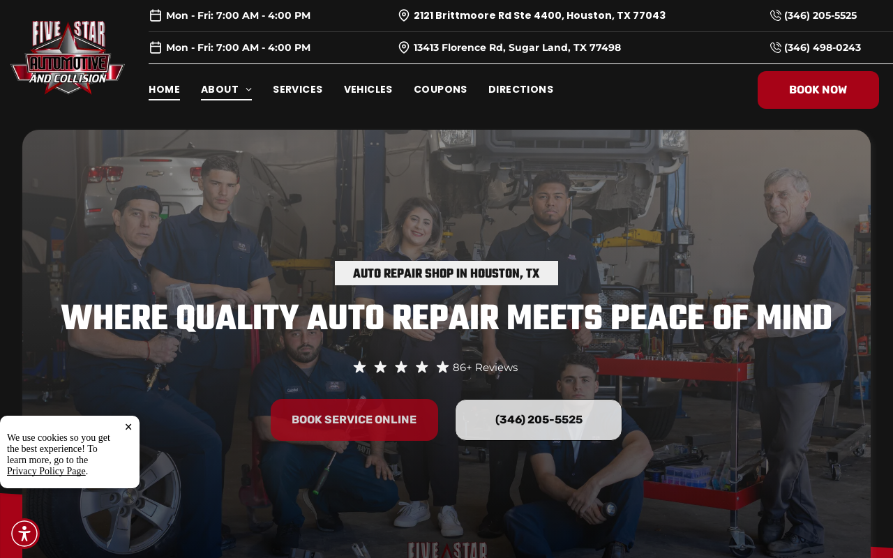Five Star Automotive & Collision — screenshot of their official website