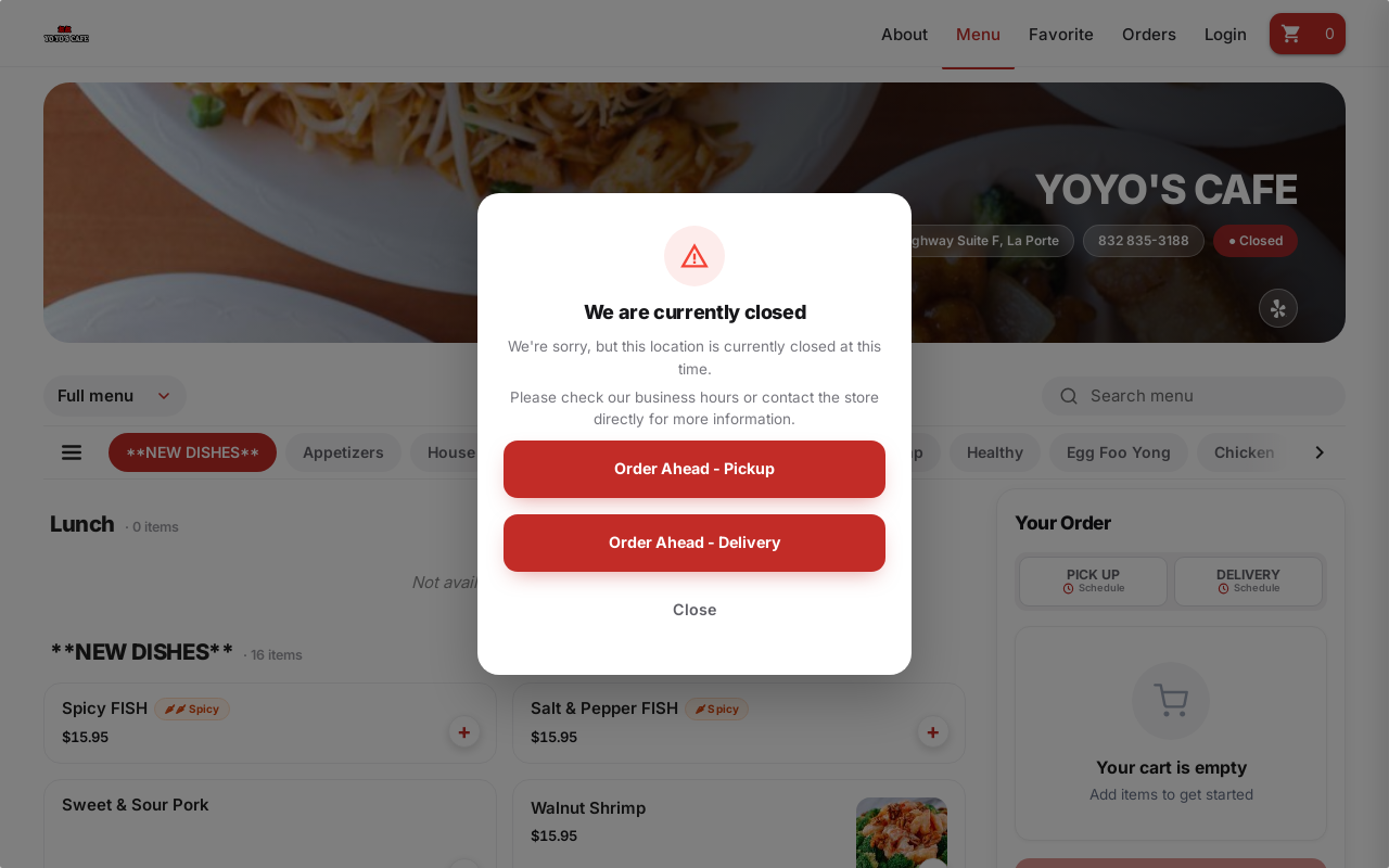 Yo Yo's Cafe — screenshot of their official website
