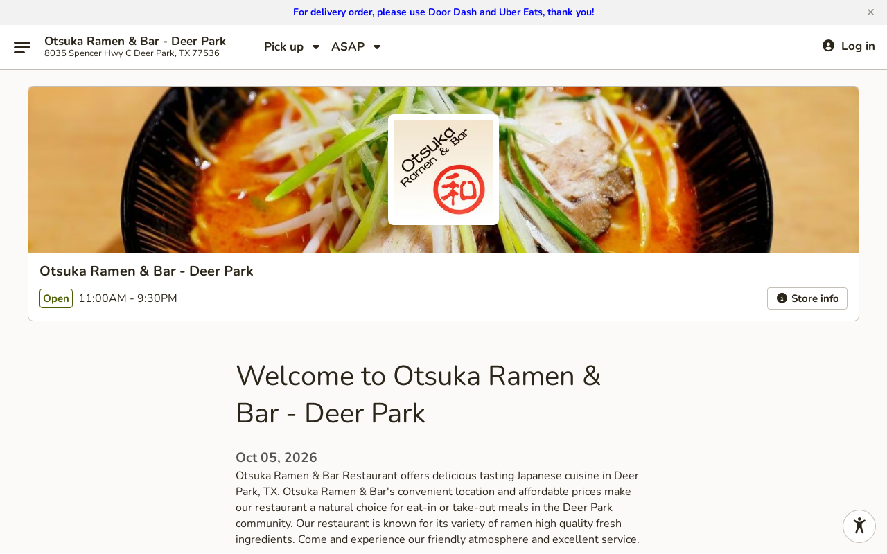 Otsuka Ramen & Bar — screenshot of their official website