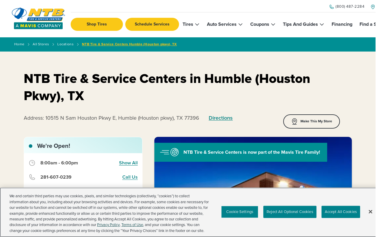 NTB Tire & Service Center — screenshot of their official website