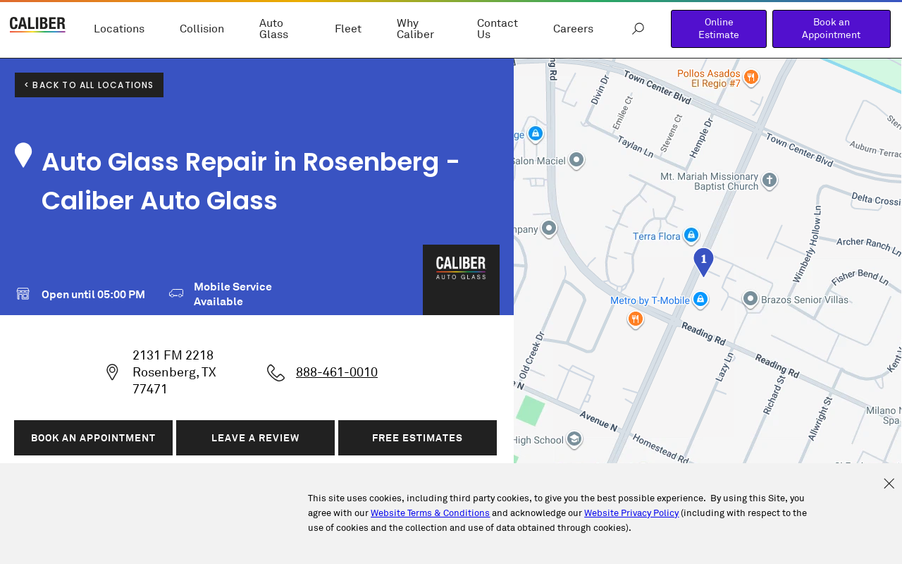 Caliber Auto Glass — screenshot of their official website