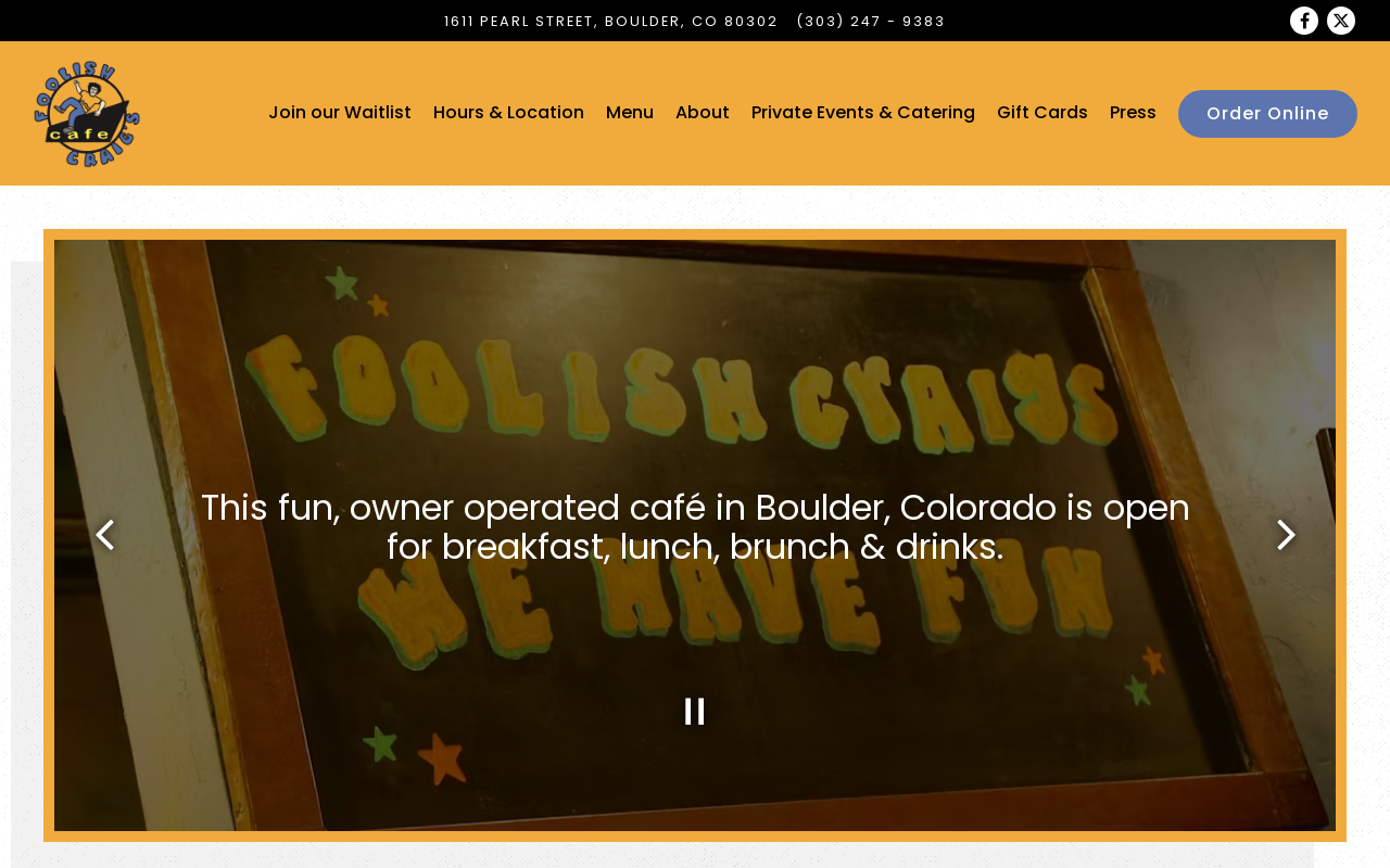 Foolish Craig's Cafe — screenshot of their official website