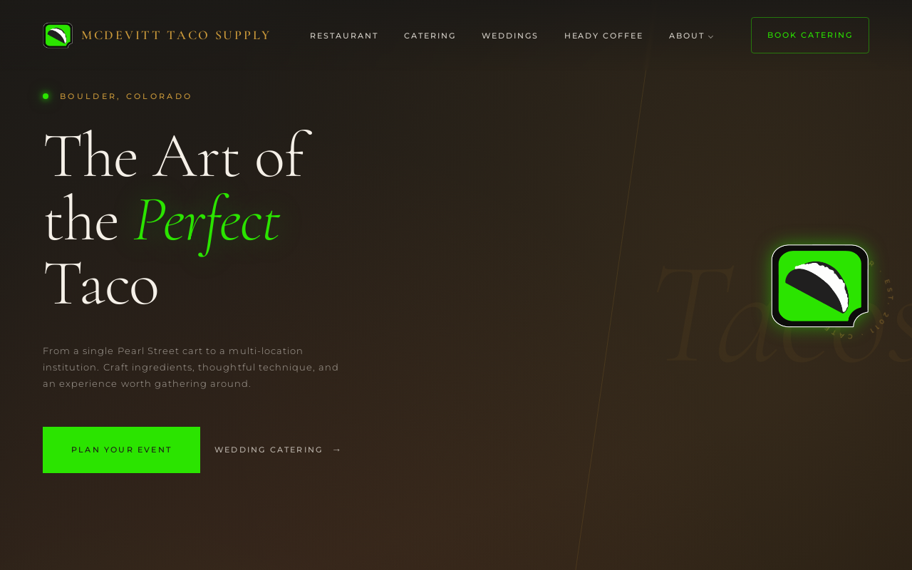McDevitt Taco Supply — screenshot of their official website