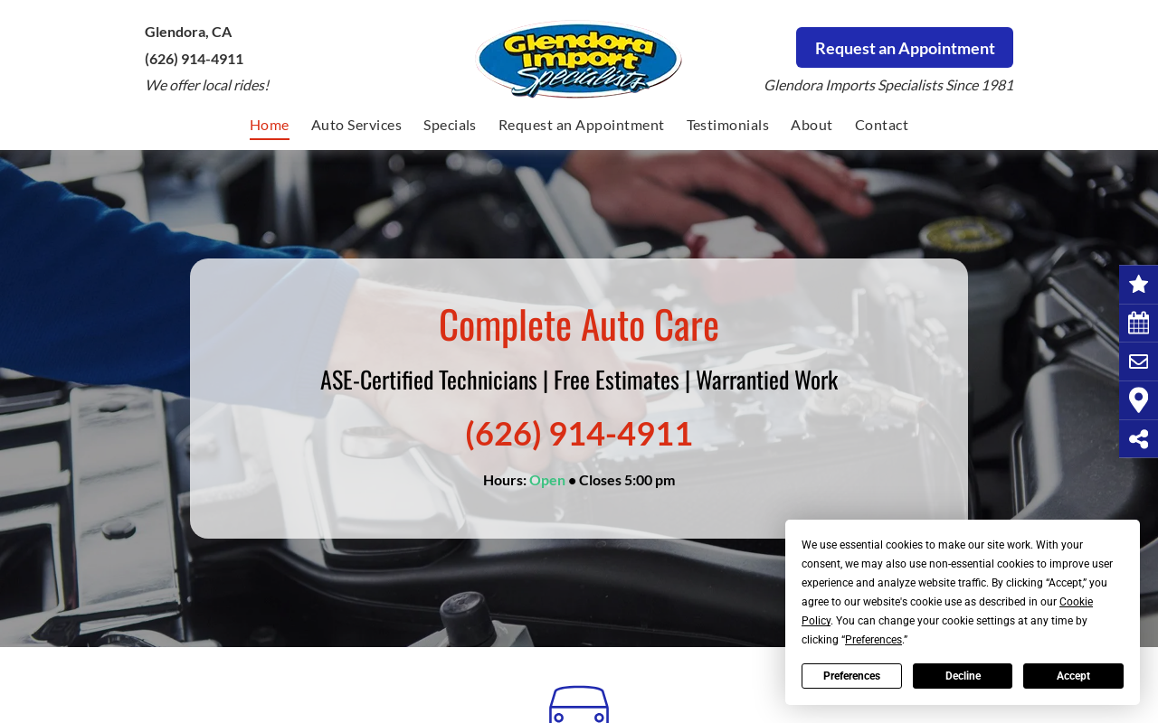 Import Specialists, Inc. — screenshot of their official website