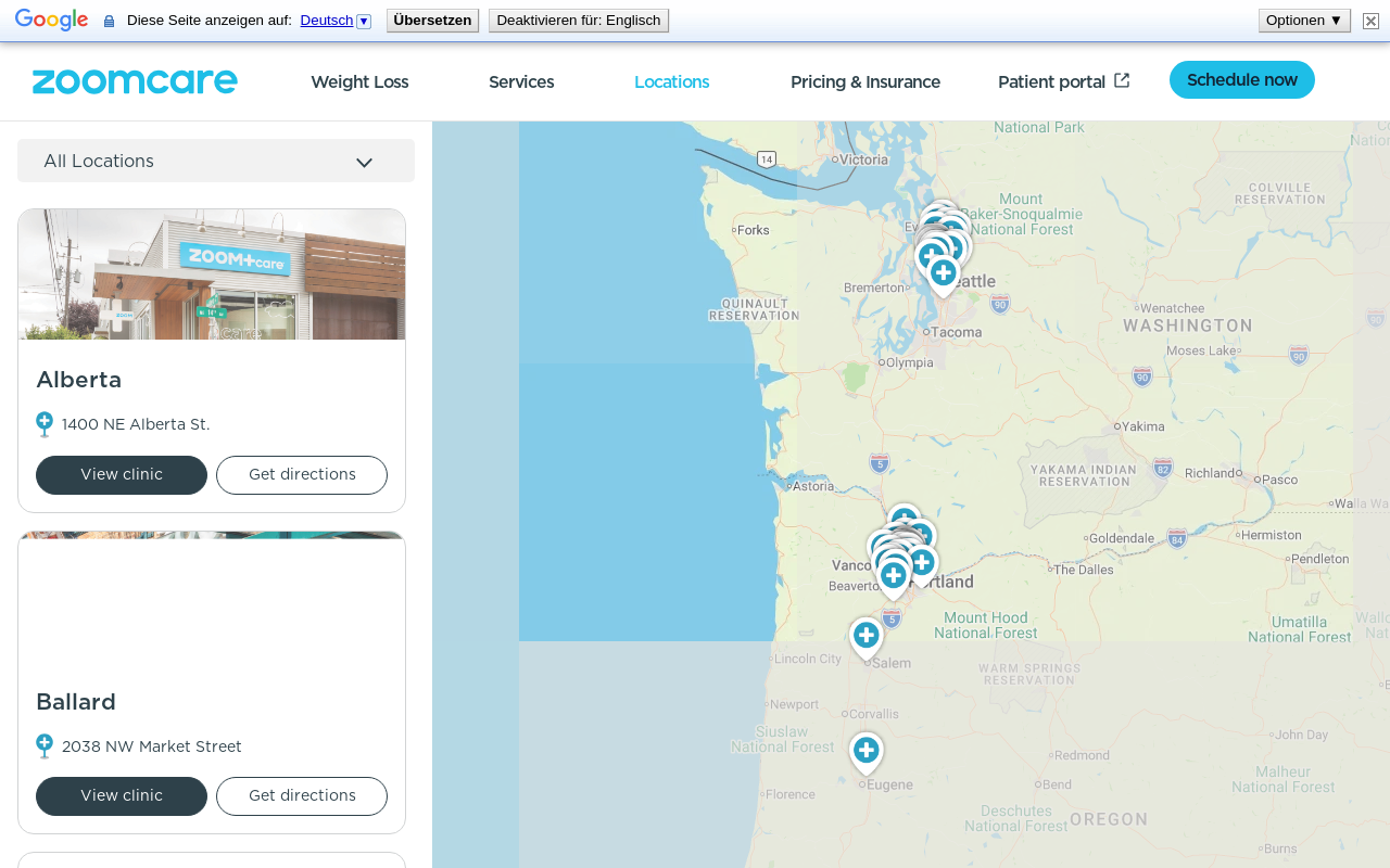 ZoomCare — screenshot of their official website