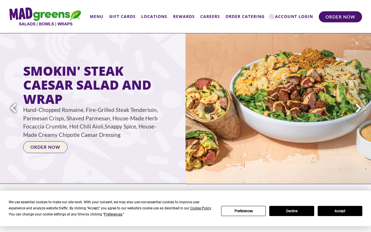 Mad Greens — screenshot of their official website