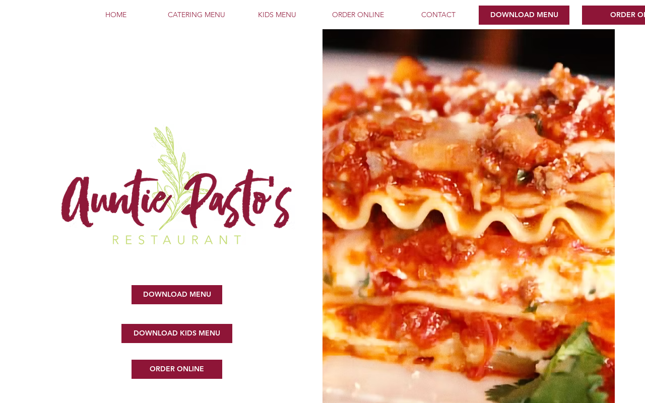 Auntie Pasto's — screenshot of their official website