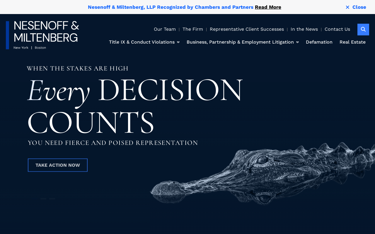 Nesenoff & Miltenberg LLP — screenshot of their official website