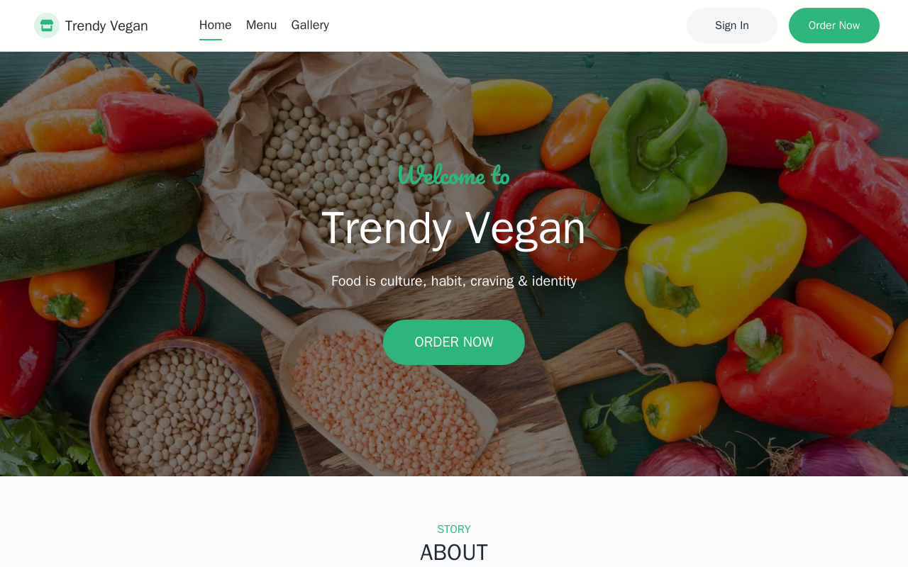 Trendy Vegan — screenshot of their official website