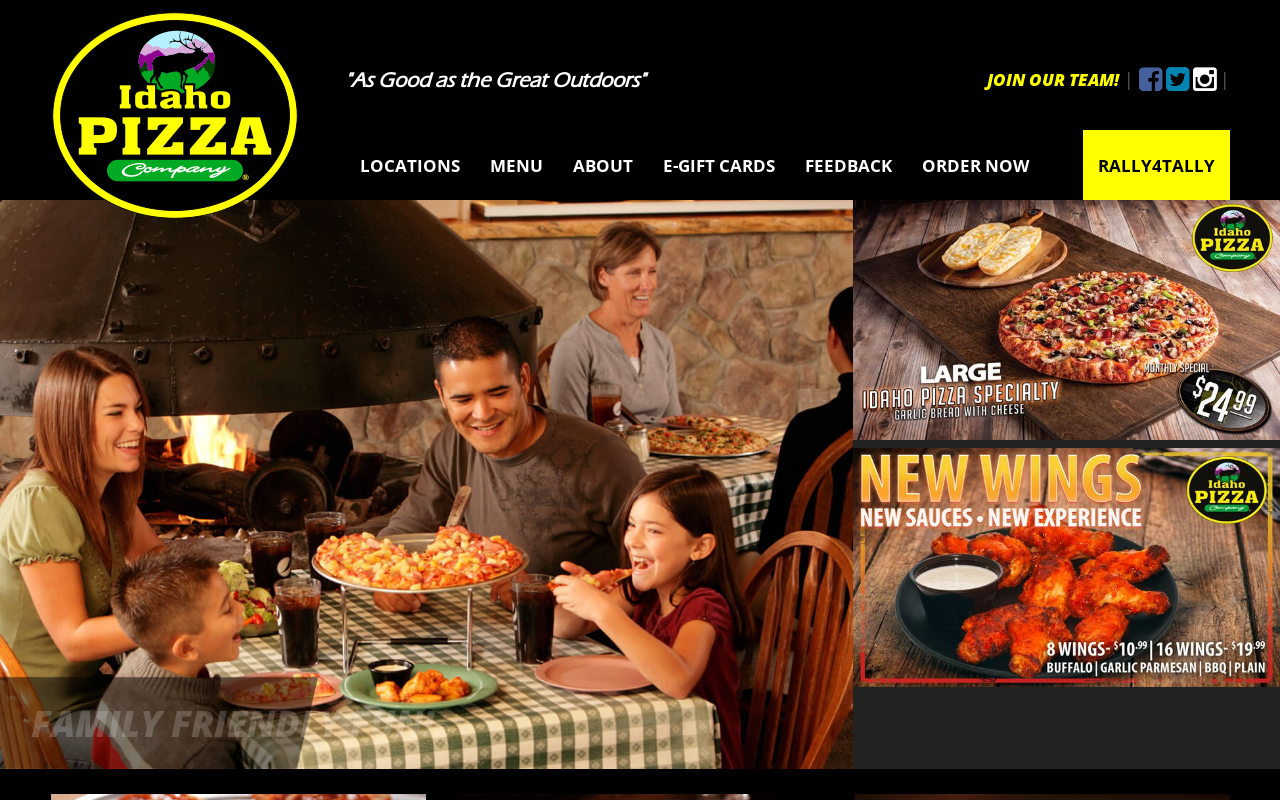 Idaho Pizza — screenshot of their official website