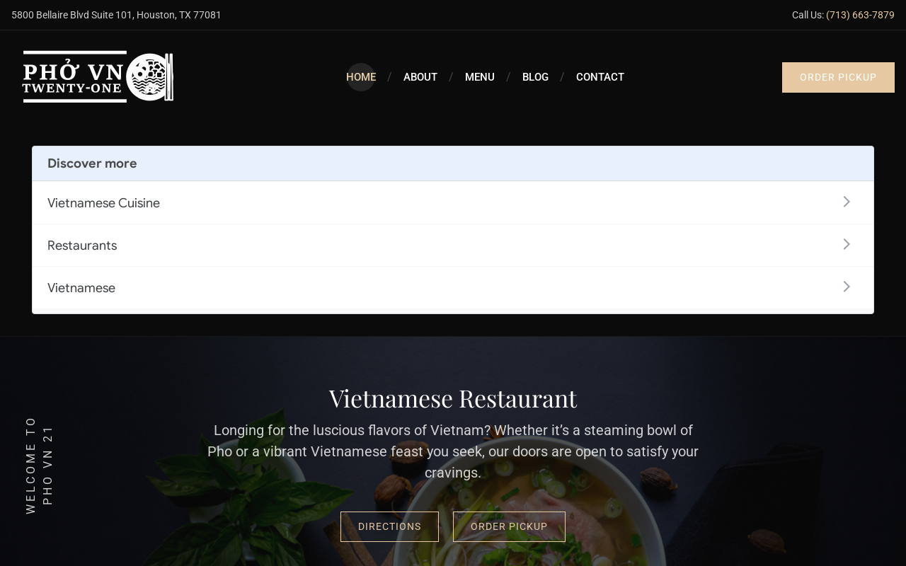 Pho VN 21 — screenshot of their official website