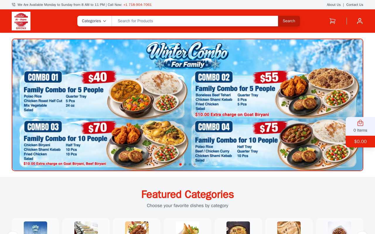 Al-Aqsa Restaurant — screenshot of their official website