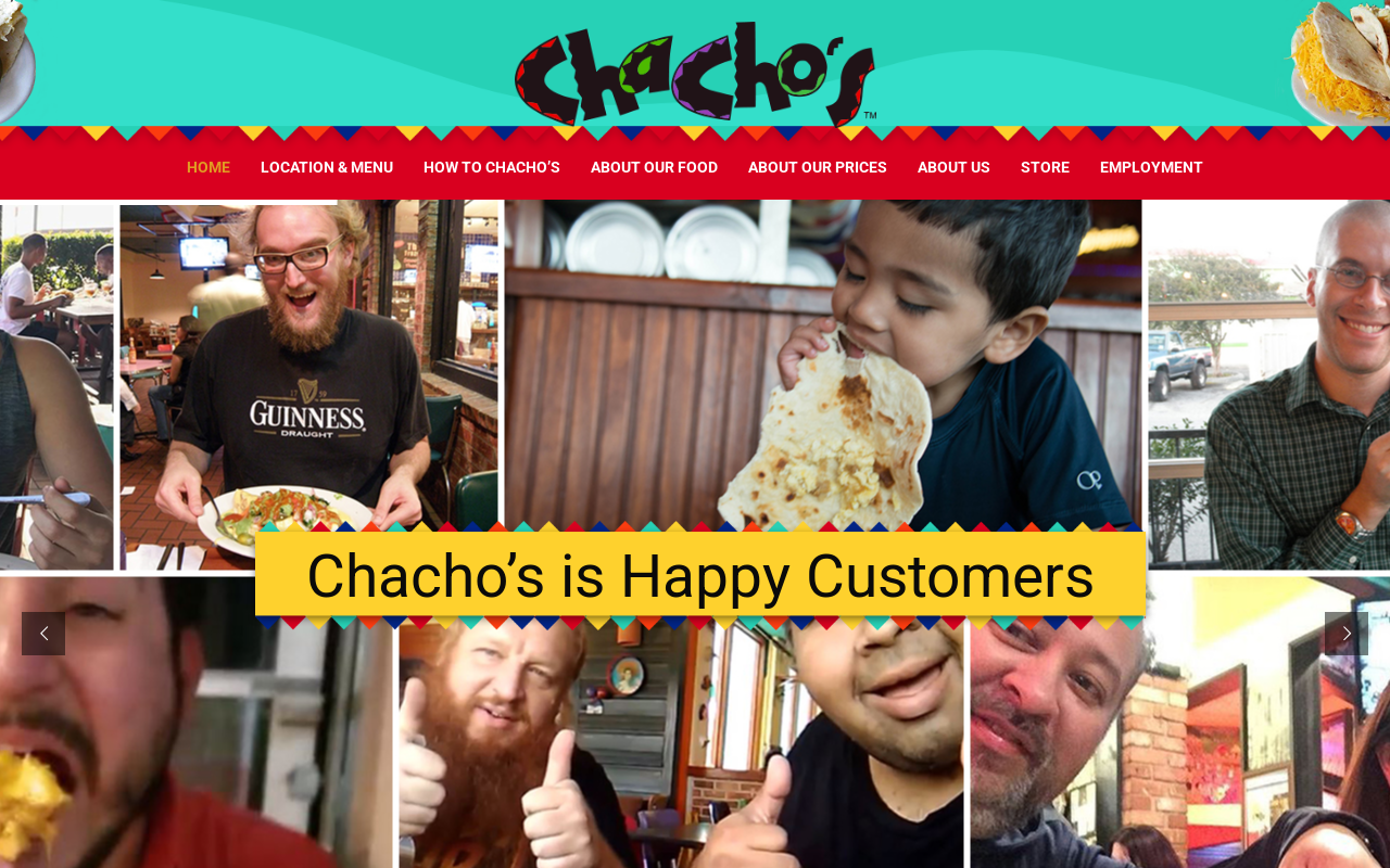 Chacho's Grill — screenshot of their official website