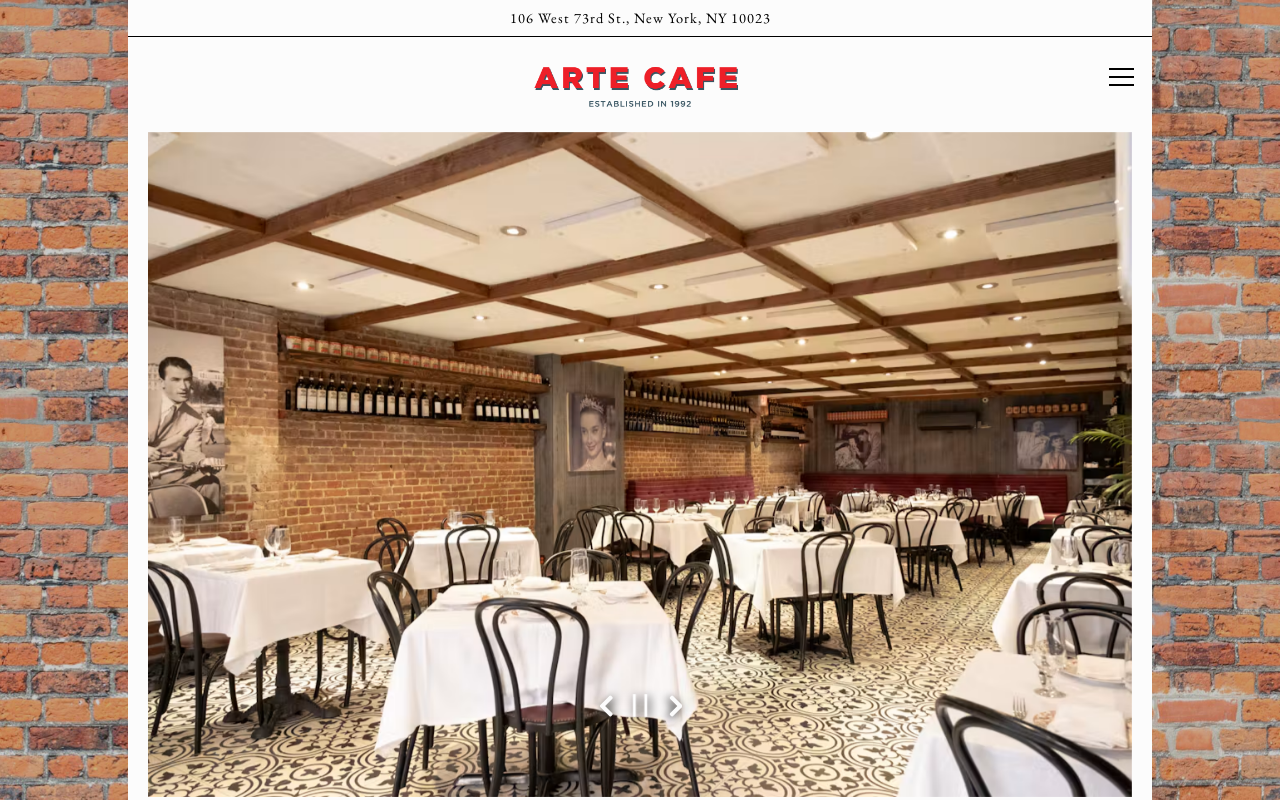 Arte Cafe — screenshot of their official website