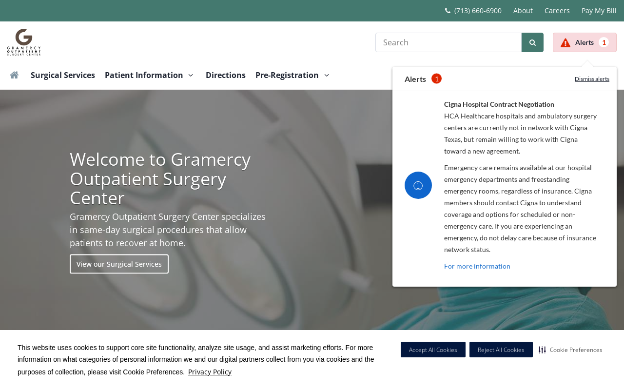 Gramercy Outpatient Surgery Center — screenshot of their official website