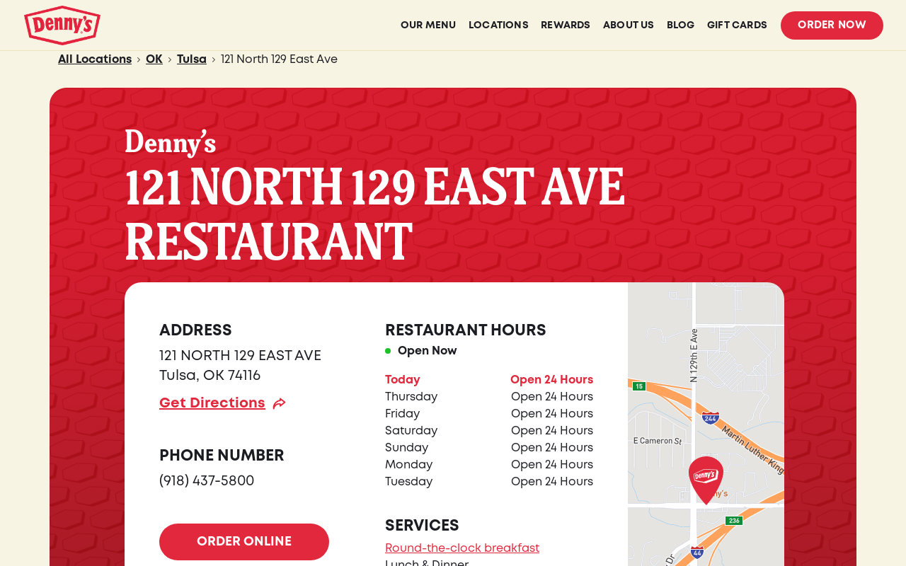 Denny's — screenshot of their official website