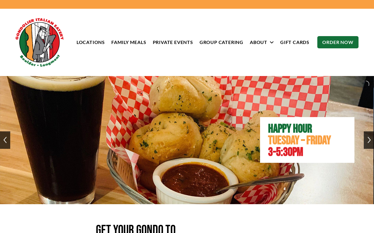 Gondolier Italian Eatery — screenshot of their official website