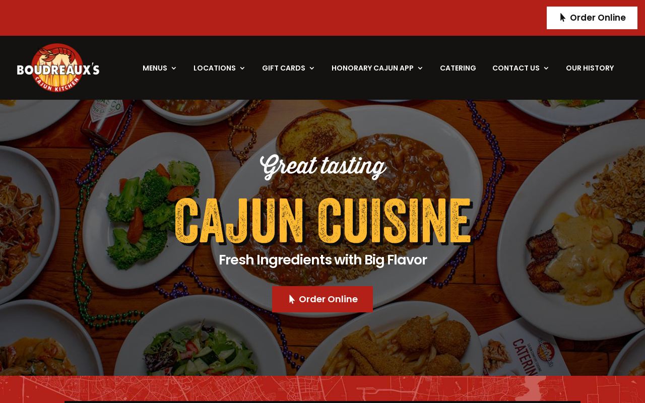 Boudreaux's Cajun Kitchen — screenshot of their official website