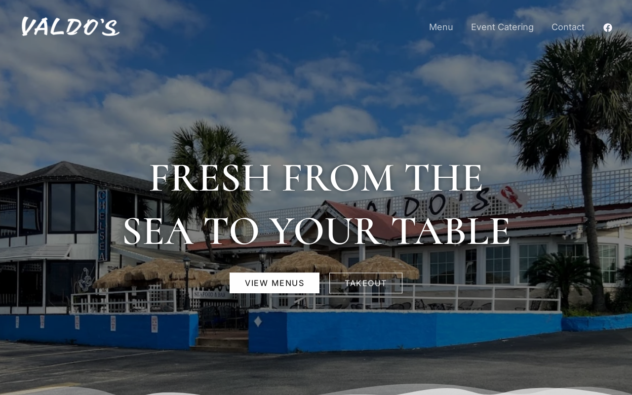 Valdo's Seafood House — screenshot of their official website