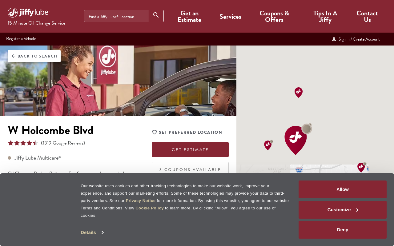 Jiffy Lube — screenshot of their official website