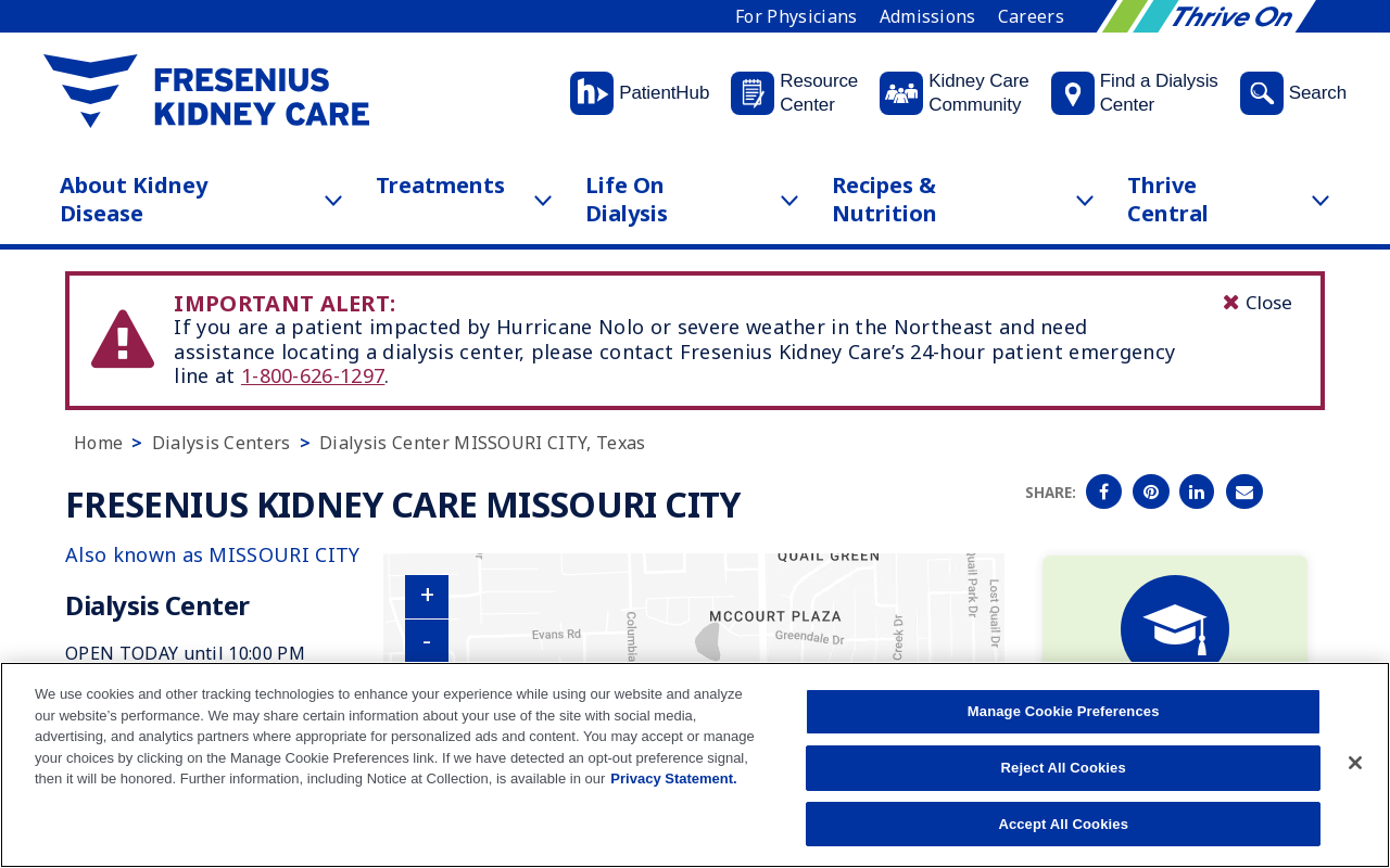 Fresenius Kidney Care Missouri City — screenshot of their official website