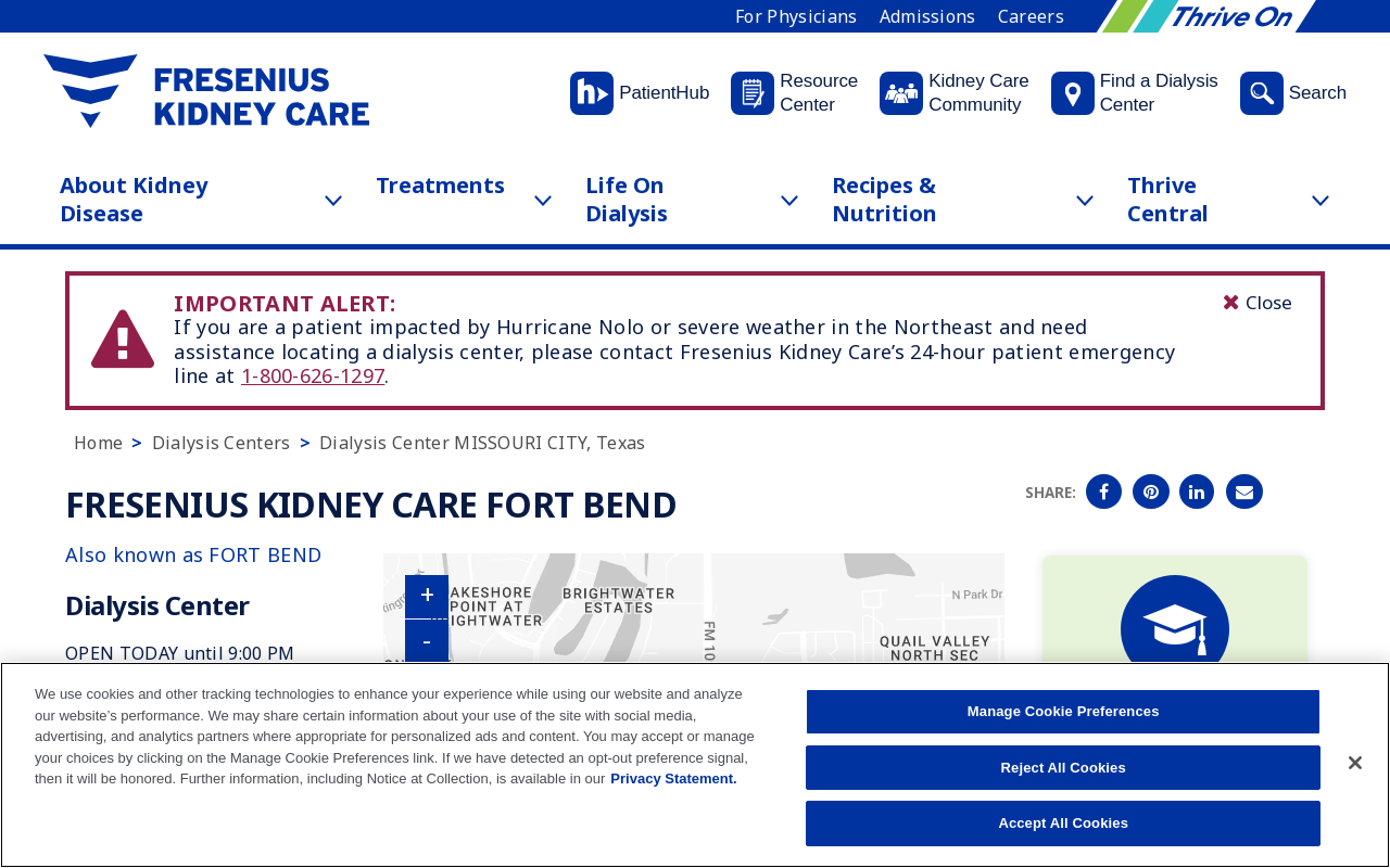 Fresenius Kidney Care Fort Bend — screenshot of their official website