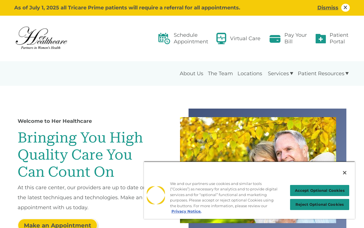 Her Healthcare — screenshot of their official website